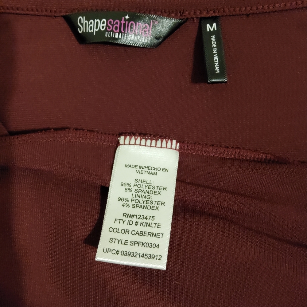SHAPE SATIONAL ULTIMATE SHAPING BURGUNDY SHORT SLEEVE SIZE M - Picture 6 of 7